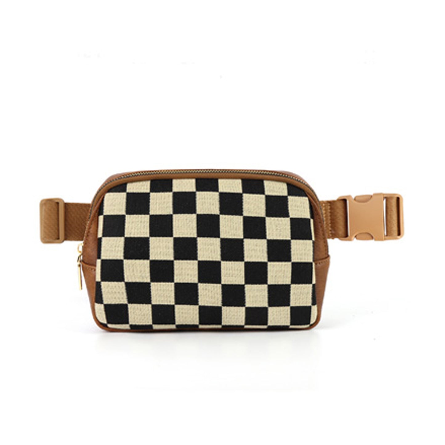 Alva Mixed Media Check Sling Belt Bum Bag