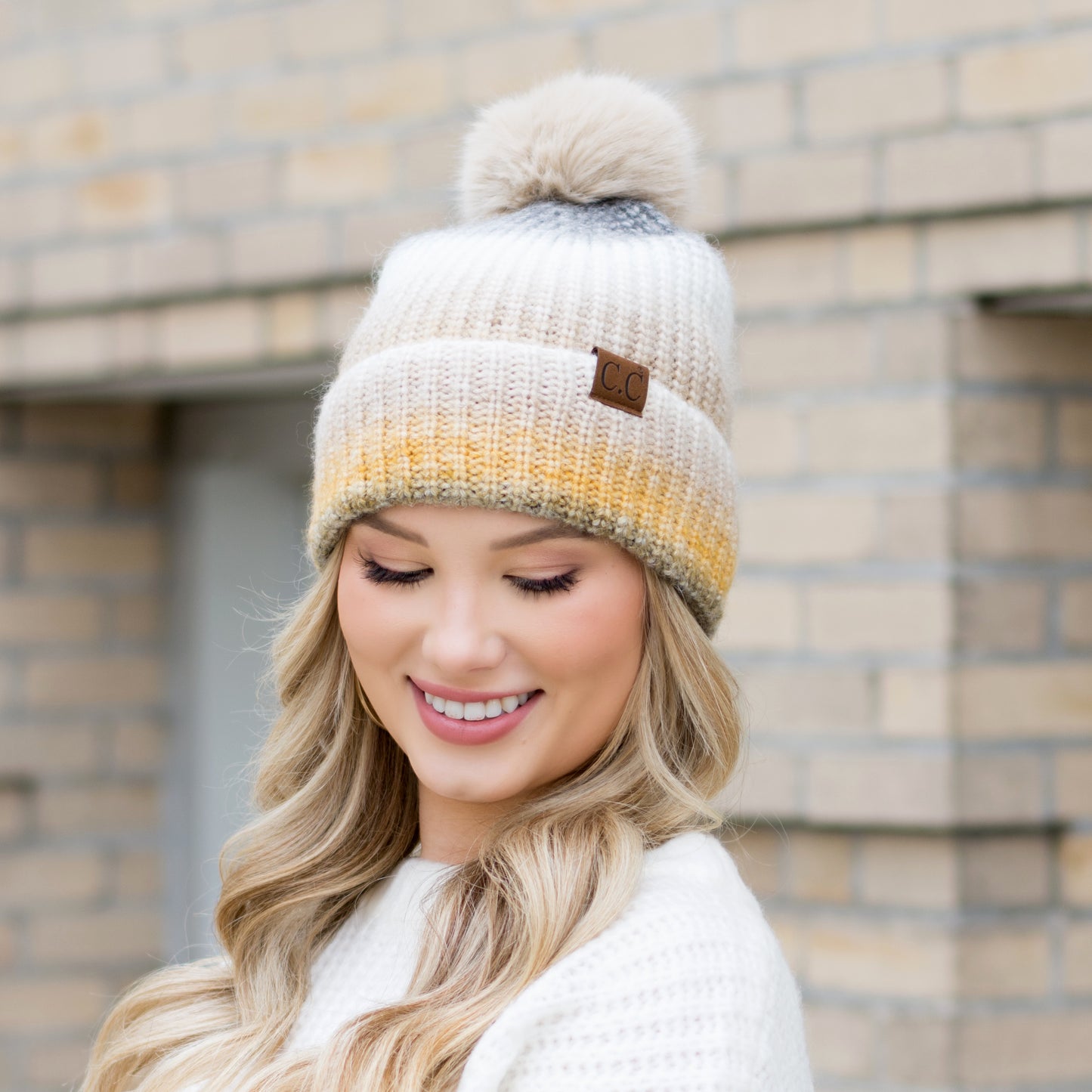 C.C® Ombre Fur Pom Beanie