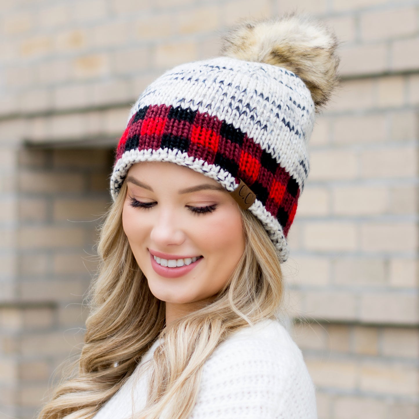 C.C® Buffalo Knit Pom Beanie