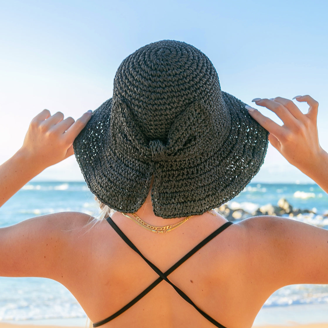 Bow Accent Straw Hat