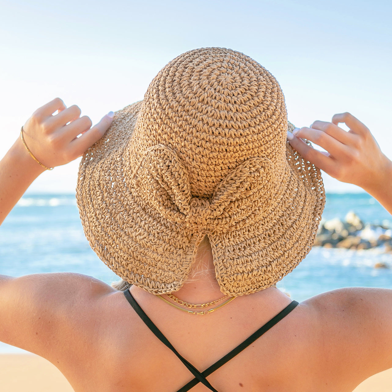 Bow Accent Straw Hat