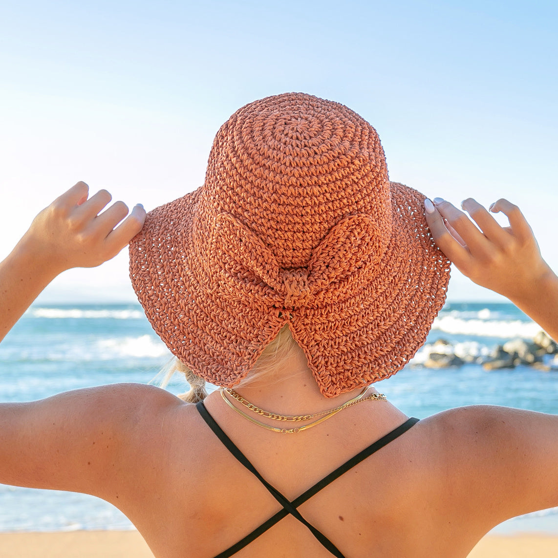 Bow Accent Straw Hat