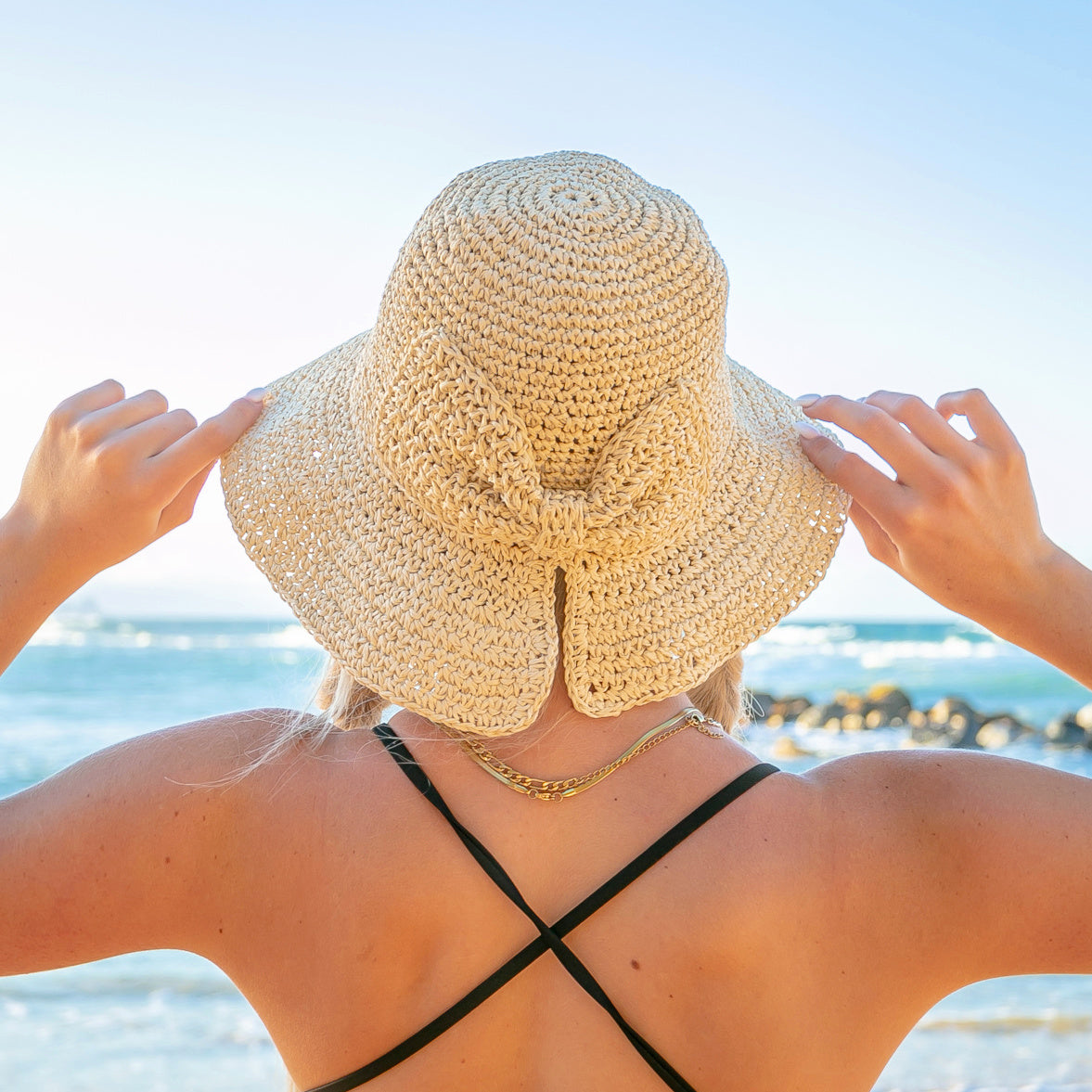 Bow Accent Straw Hat