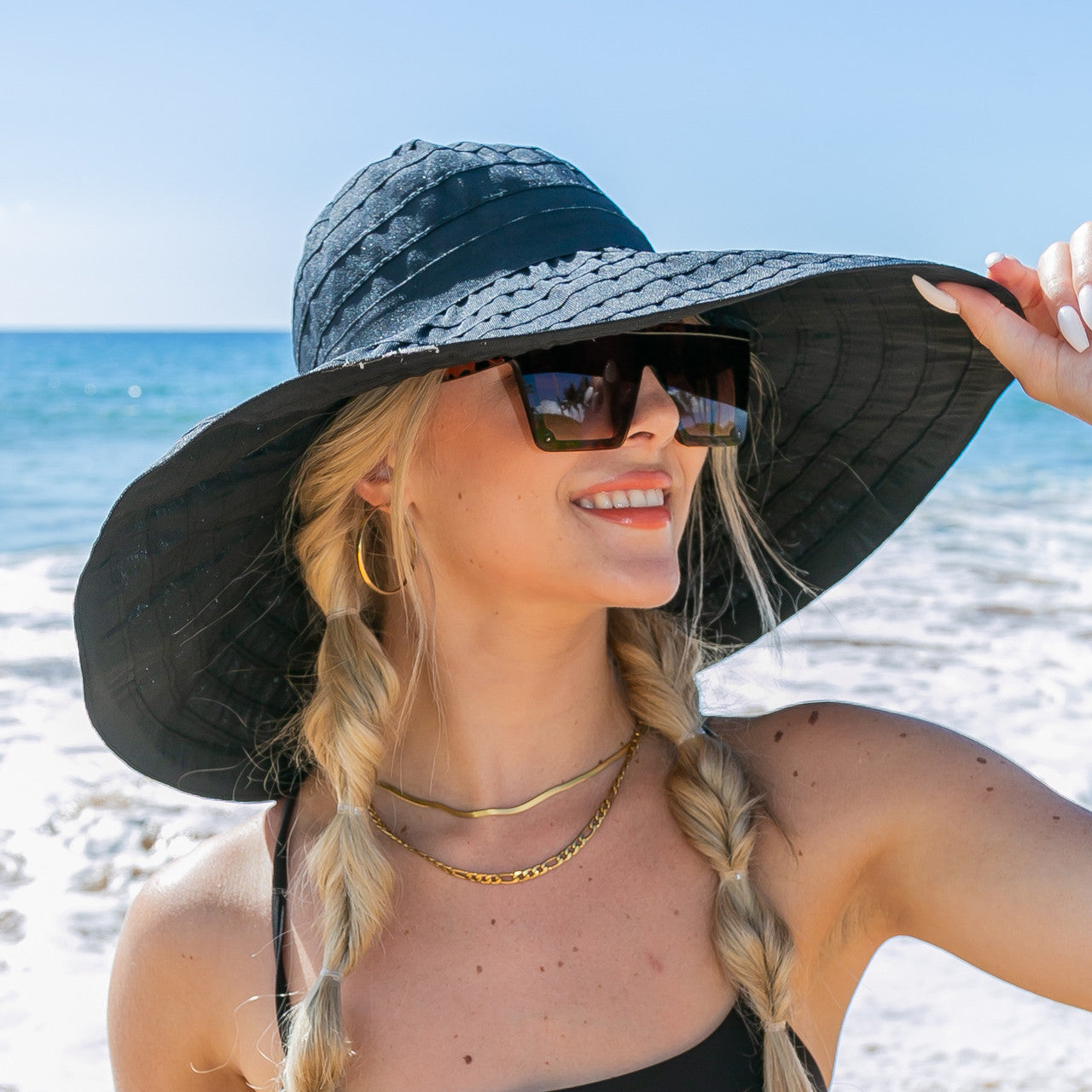 Classic Bow Accent Sunhat- Black