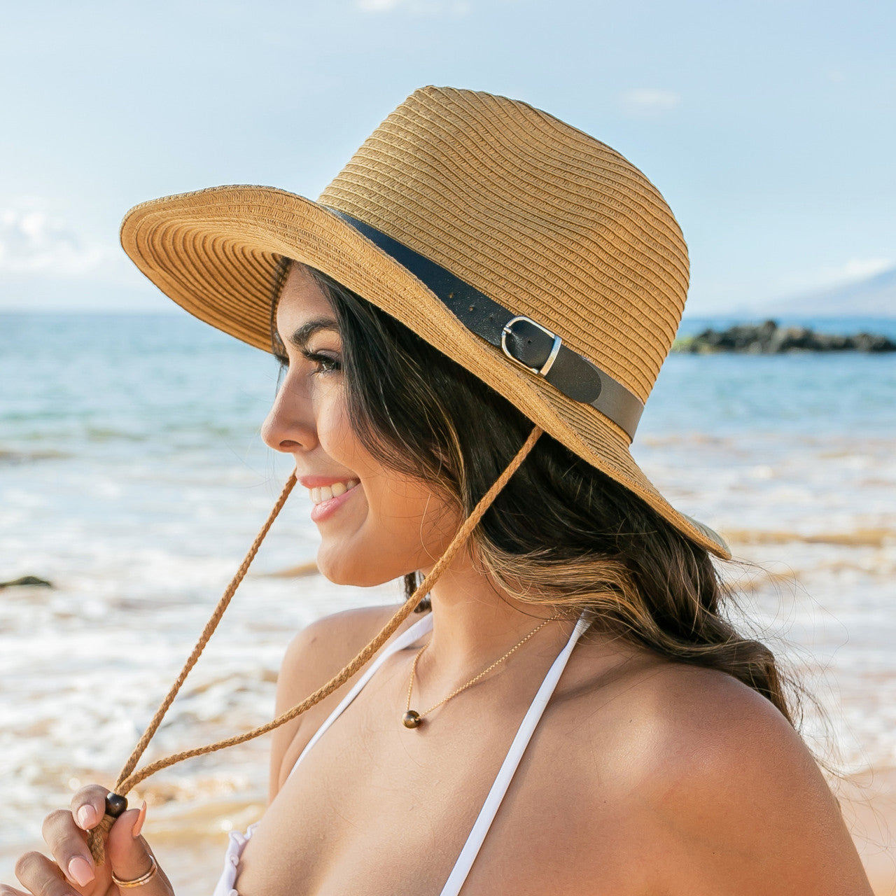 Drawstring Panama Hat- Khaki