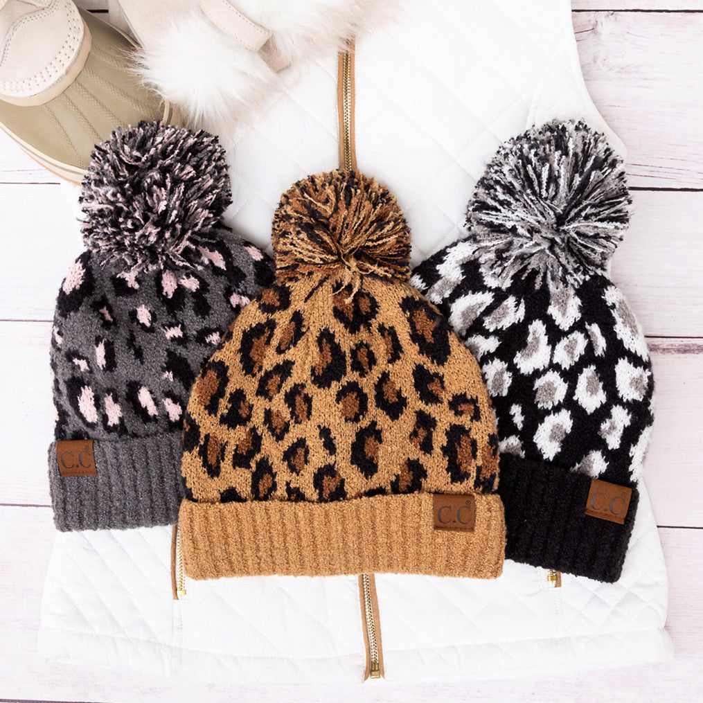 CC Leopard Pom Beanie -