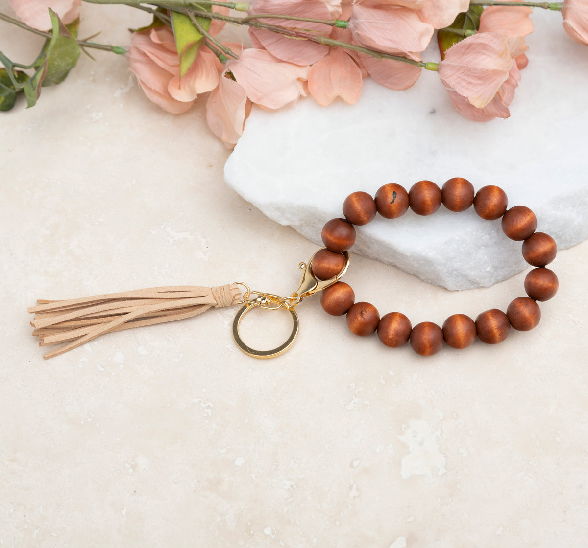 Wooden Key Ring Bracelet
