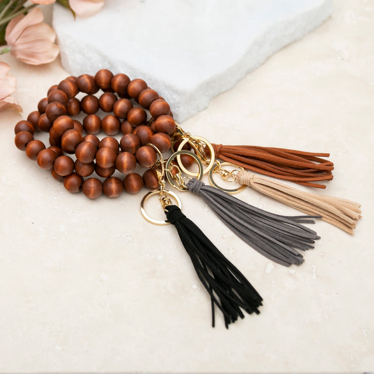 Wooden Key Ring Bracelet