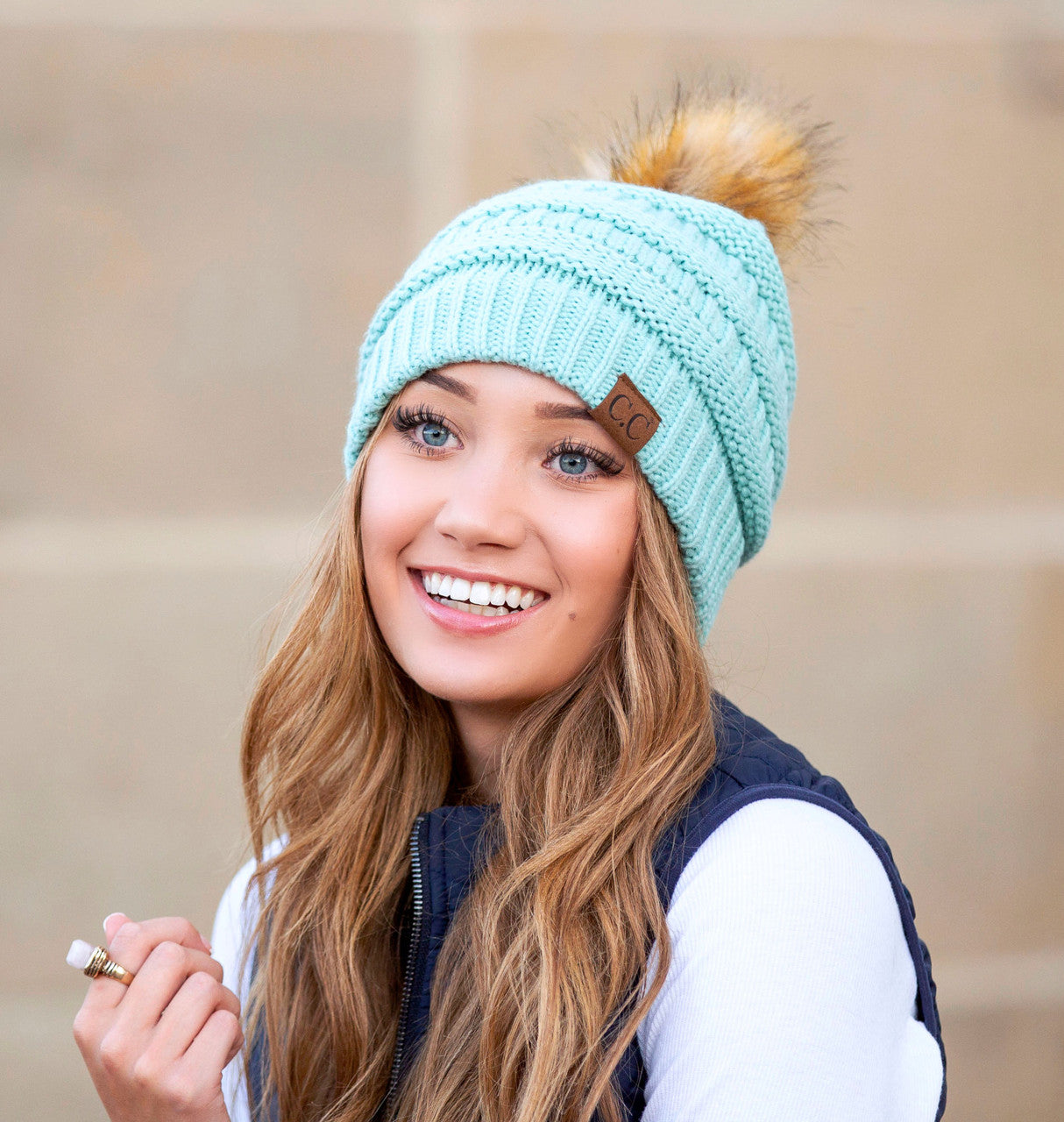 CC Pom Pom Beanie - Mint