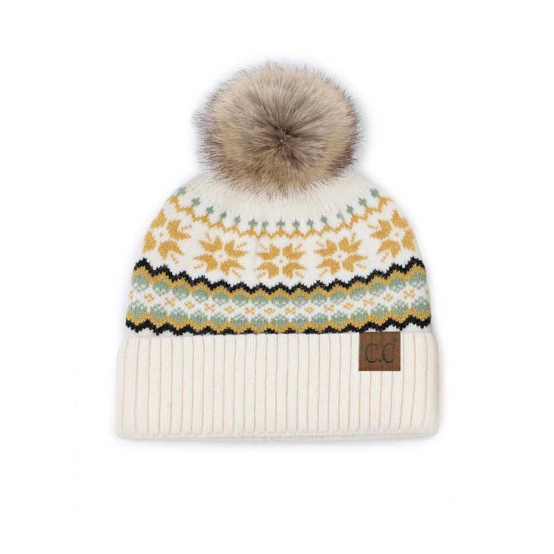 C.C® Nordic Fair Isle Pom Beanie Hat