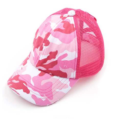 Girls CC Criss-Cross Ponytail Caps-Camo