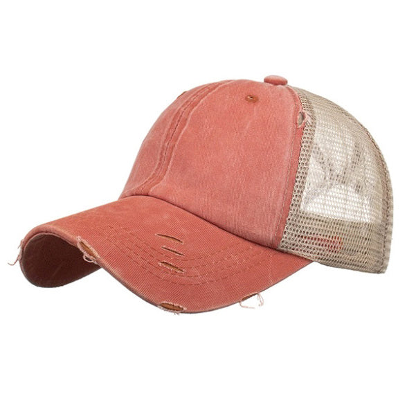 Distressed Messy Bun Hat Cap