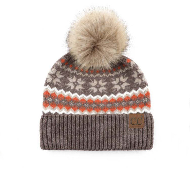 C.C® Nordic Fair Isle Pom Beanie Hat