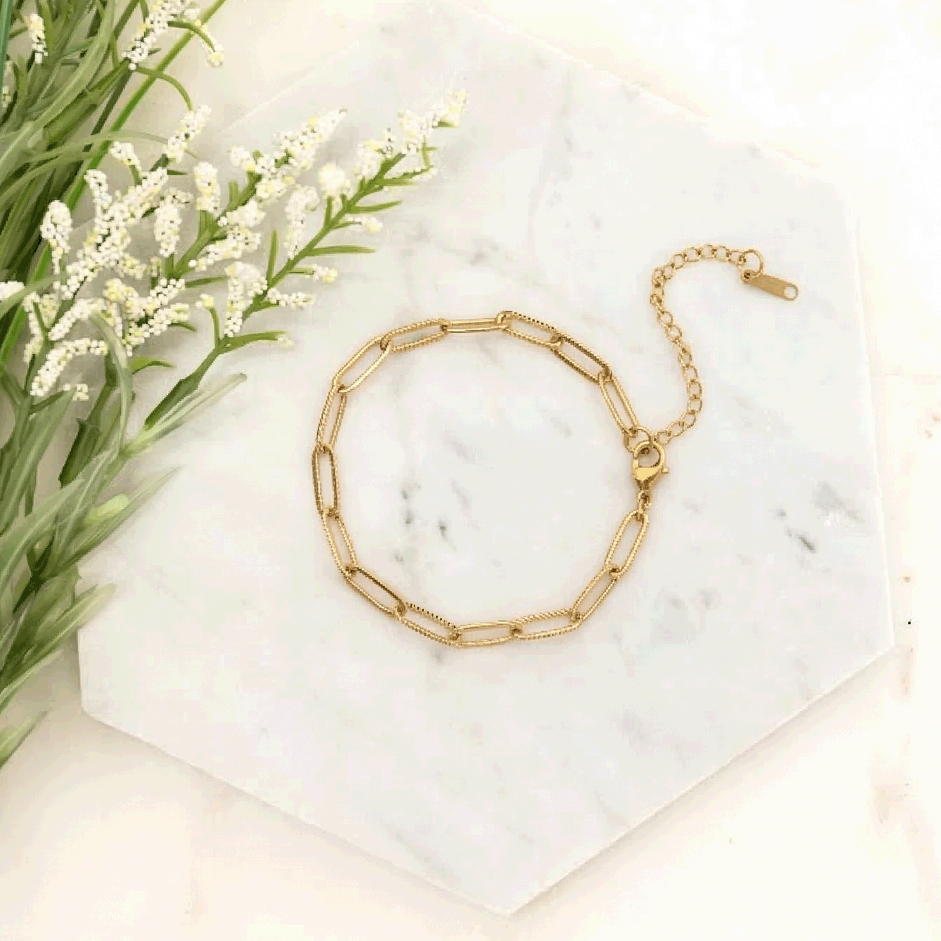 18K STAINLESS STEEL NON TARNISH PAPERCLIP BRACELET