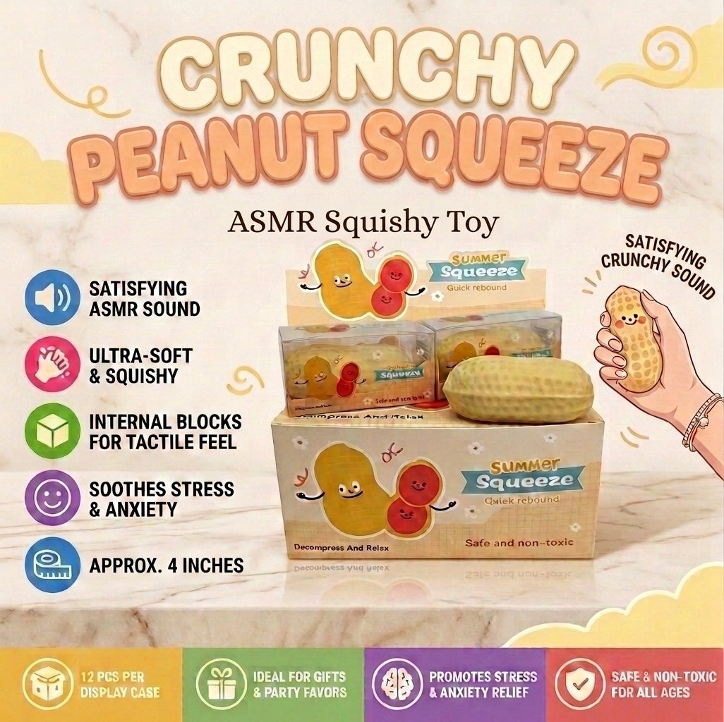 Peanut Squeeze ASMR Crunchy Squishy Stress Relief Fidget Toy